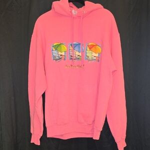 Gildan Pink Hoodie with Beach Umbrella Graphic